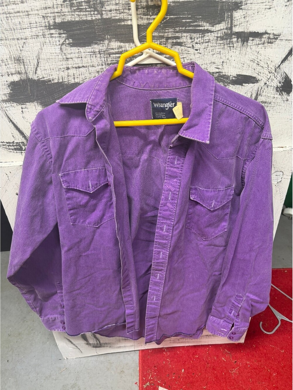 vintage wrangler made in usa button up 16x35 shirt